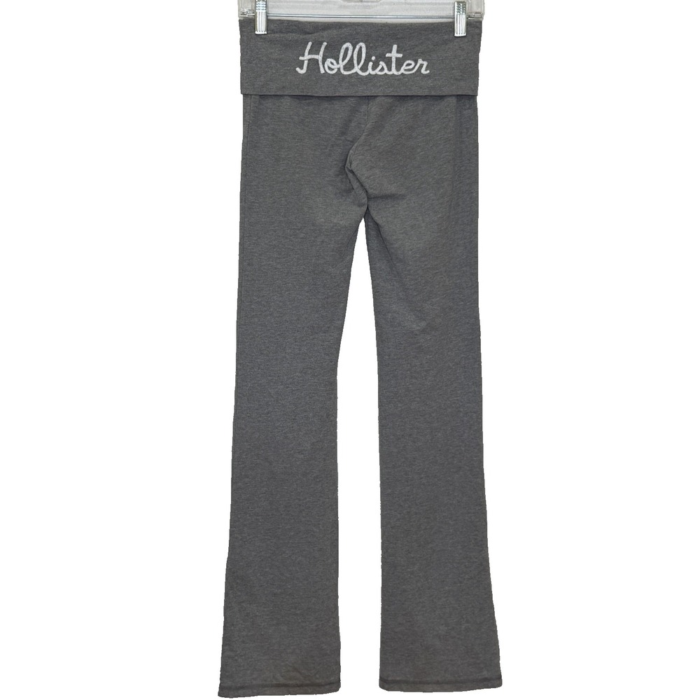 Hollister Y2K Fold Over Yoga Pants Womens Small Gray Flare Leg Low Rise Stretch